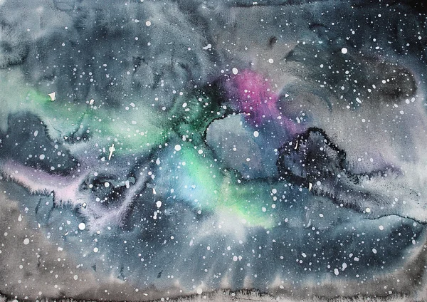 Ilustrace akvarel galaxie. — Stock fotografie