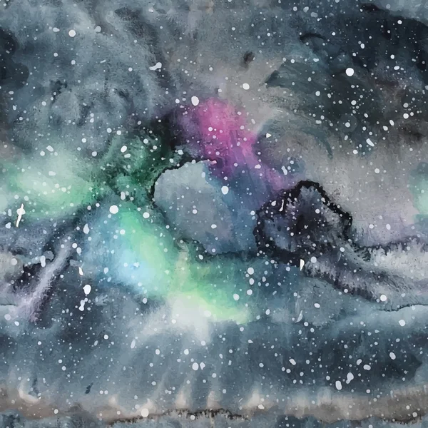 Иллюстрация акварельной галактики. Бесшовный рисунок . — стоковый вектор