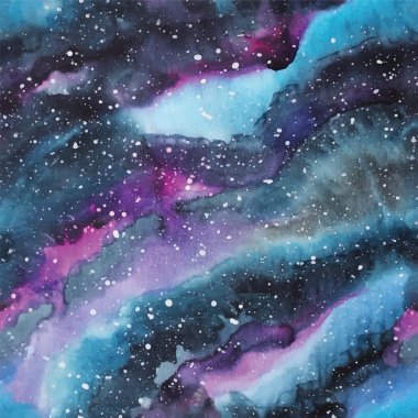 Watercolor galaxy illustration. Seamless pattern. clipart