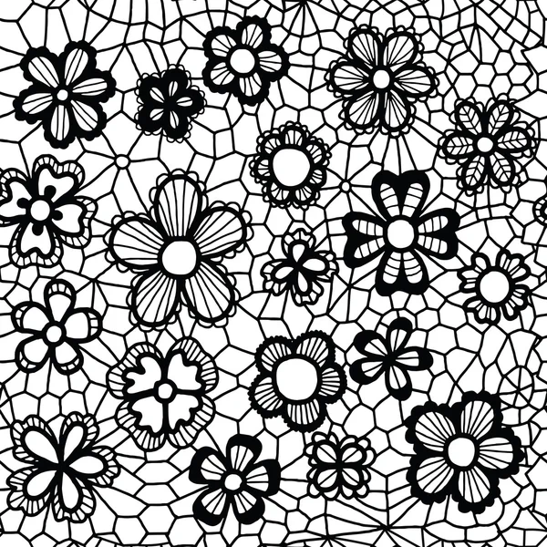 Lace seamless pattern with flowers — Stock Vector