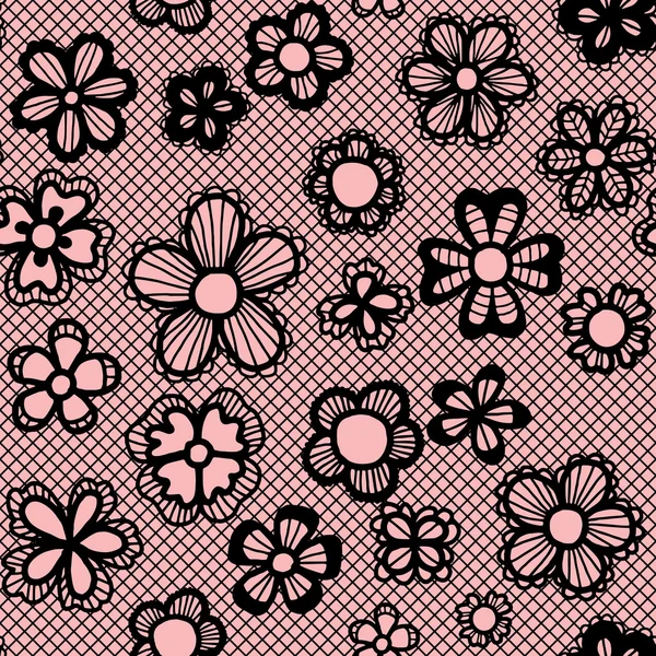 Dentelle motif sans couture avec des fleurs — Image vectorielle