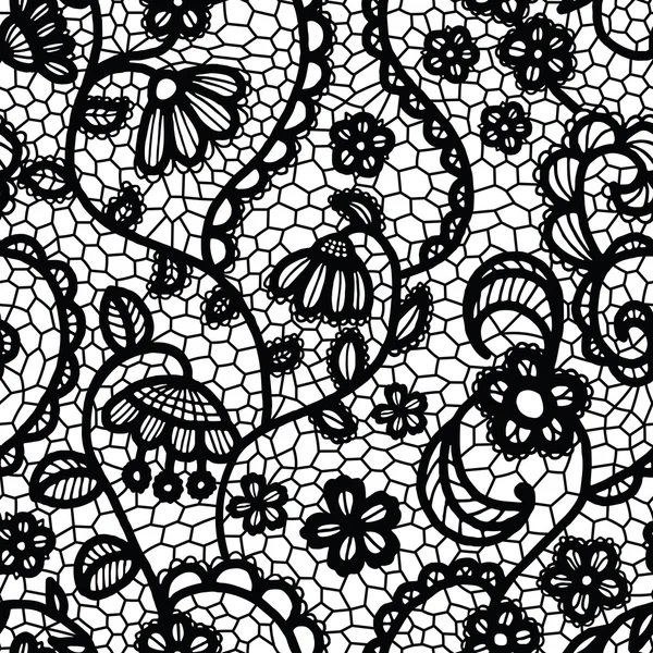 Lace vector fabric seamless pattern with flowers — Stock Vector ...