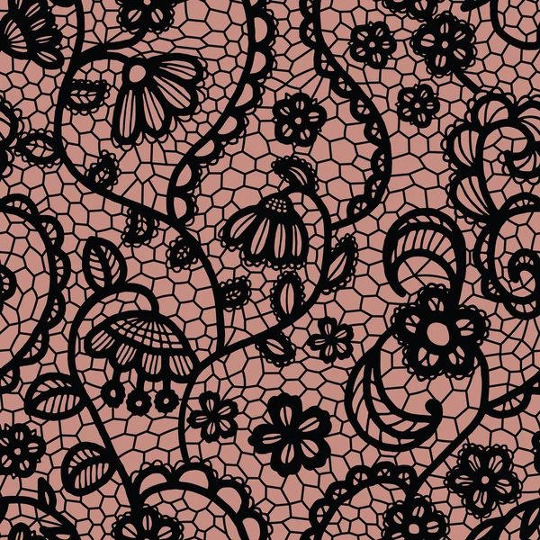 Dentelle motif sans couture avec des fleurs — Image vectorielle