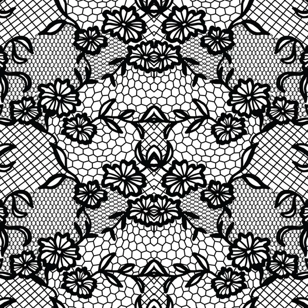 Lace seamless pattern with flowers — Stock Vector