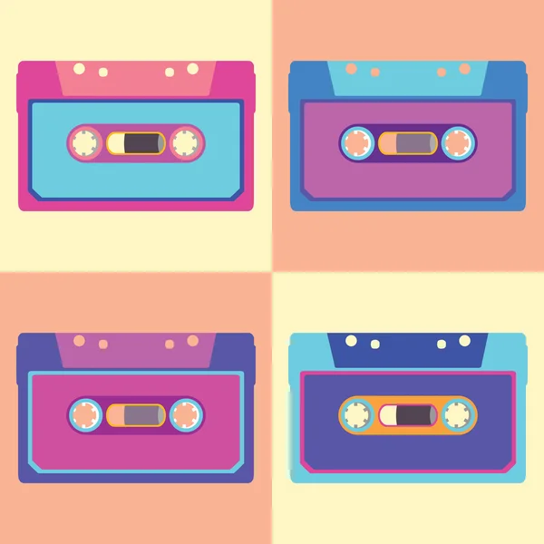 Retro cassettes in vlakke stijl. — Stockvector