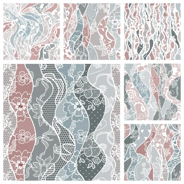 Lace seamless patterns — Stock Vector