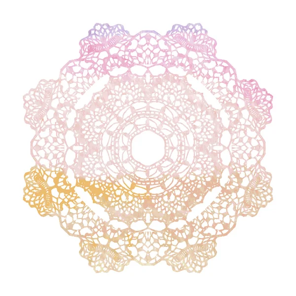 Elegant lacy watercolor doily. — Stock Vector