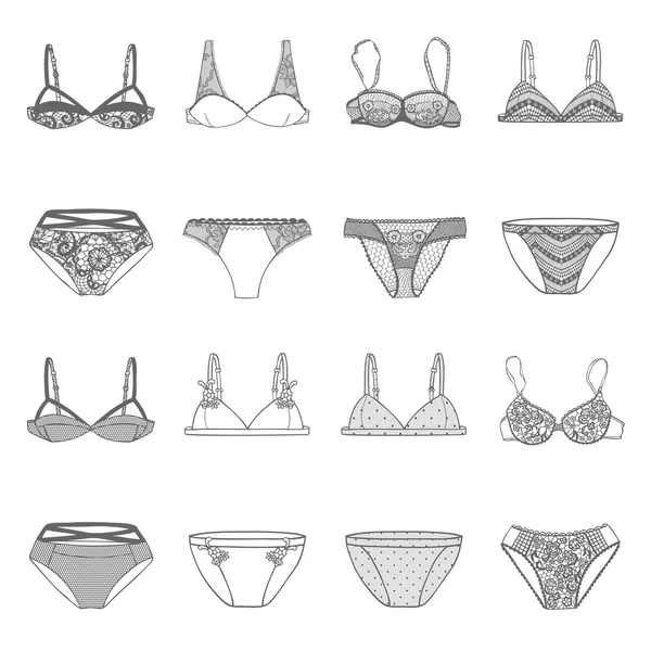 Ensemble de dentelle sexy soutien-gorge et culotte — Image vectorielle