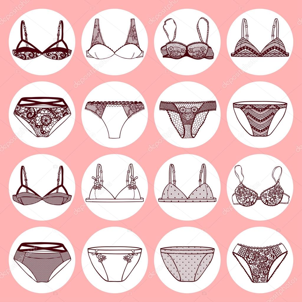 Set of lacy sexy bra and panties Stock Vector by ©comotom0 55043927