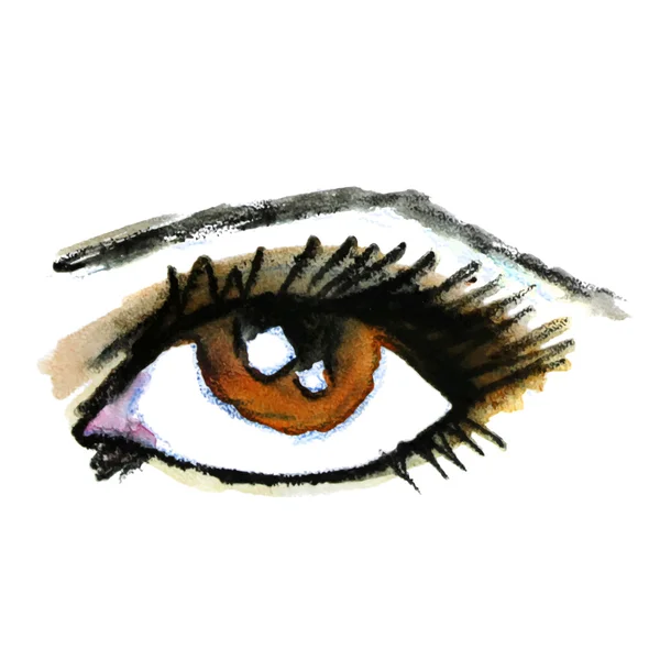 Occhio acquerello su bianco — Vettoriale Stock