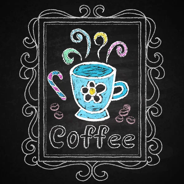 Chávena de café desenhada à mão — Vetor de Stock