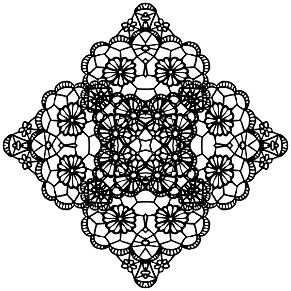 Black crochet doily — Stock Vector