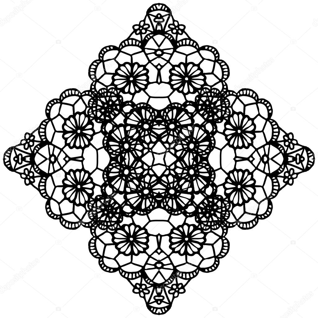 Black crochet doily