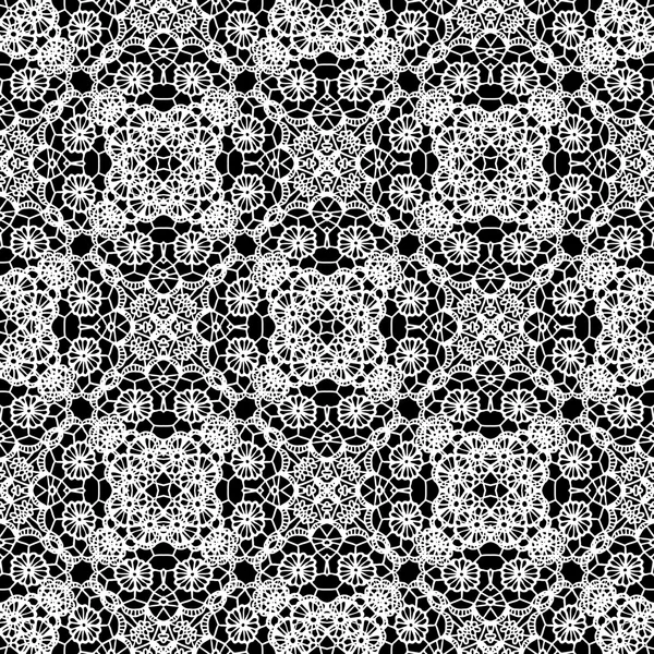 Lace black seamless pattern with flowers — Stock Vector