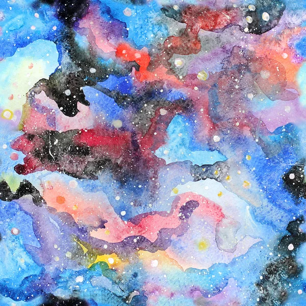 Illustration de galaxie aquarelle. Modèle sans couture . — Photo