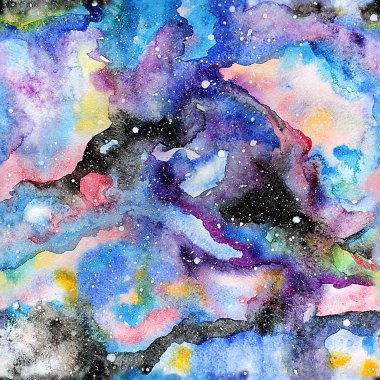 Suluboya gökada illüstrasyon. Seamless modeli.