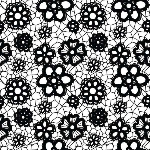 Lace seamless pattern with flowers — Stock Vector