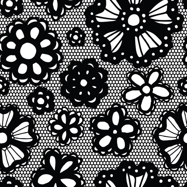 Lace seamless pattern with flowers — Stock Vector