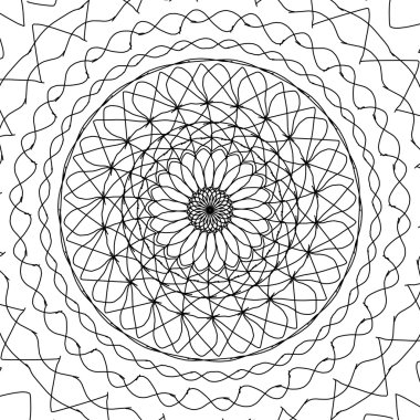 Siyah ve beyaz illüstrasyon desen veya mandala