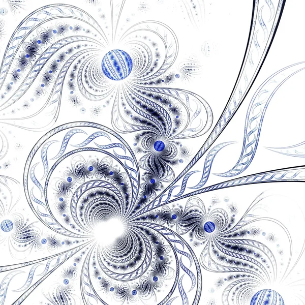 Siyah ve mavi fraktal çiçek deseni