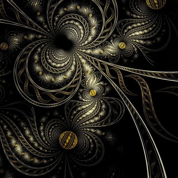 Padrão de flor fractal preto e amarelo — Fotografia de Stock
