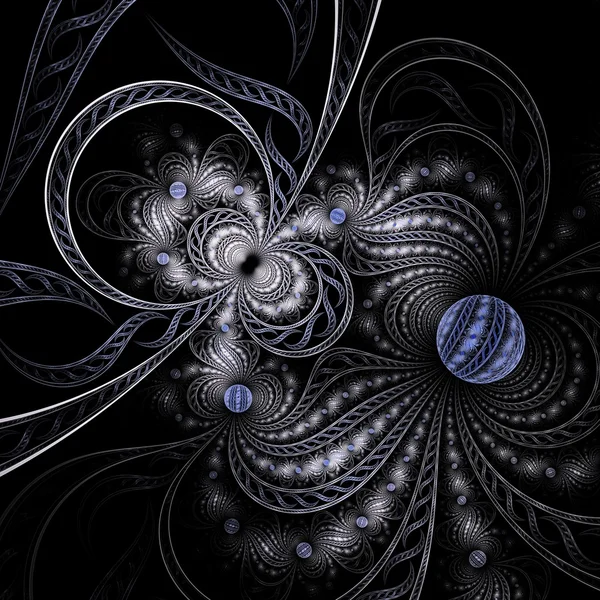Black and blue fractal flower pattern — Stock Photo, Image