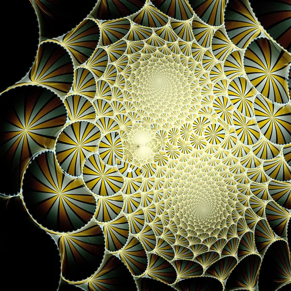 Symmetrical fractal yellow, digital artwork for creative graphic — Stock Photo, Image