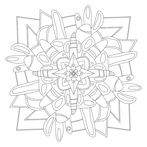 Black and white illustration pattern or mandala — Stock Photo, Image