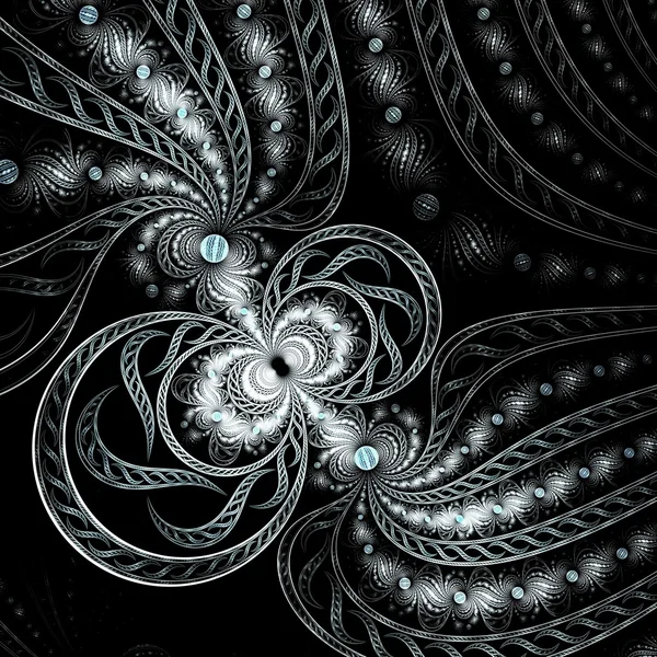 Zwarte en blauwe fractal bloemenpatroon — Stockfoto