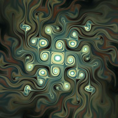 koyu yeşil fraktal çiçek, dijital sanat