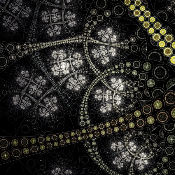 Dark fractal illustraties, abstractie uurwerk — Stockfoto