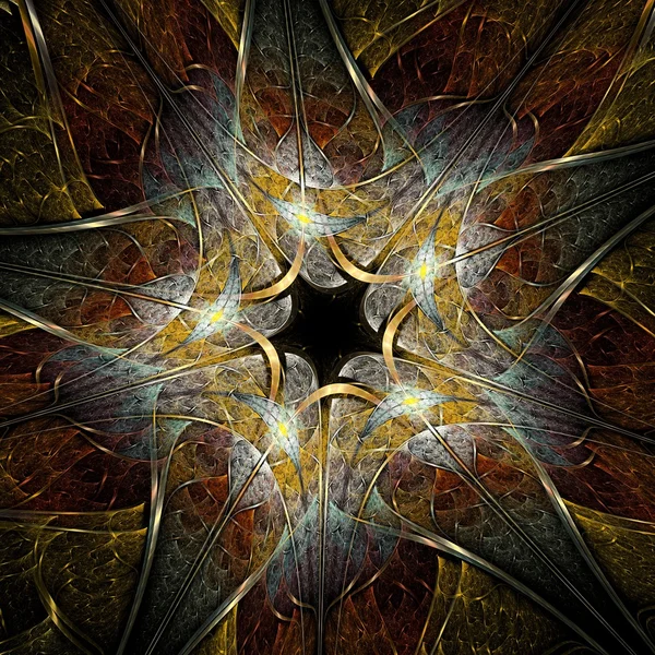 Symmetrical colorful fractal flower, digital logarithm — Stock Photo, Image
