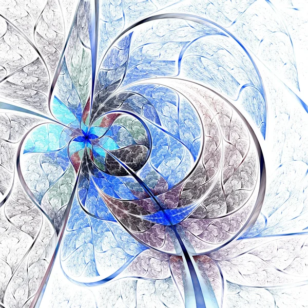 Symmetrical blue fractal flower, digital logarithm — Stock Photo, Image