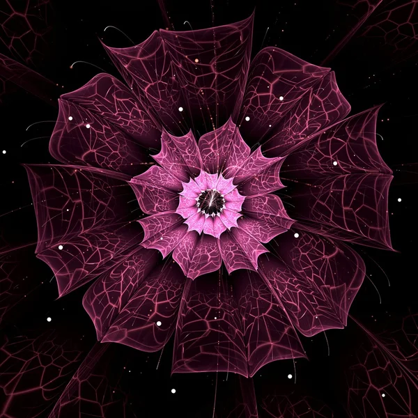 Violet fractal flower with violet details on petals, on white — Stock Photo, Image