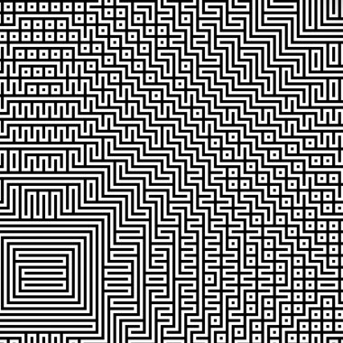 Fraktal siyah çizgi kesişen soyut labirent labirent