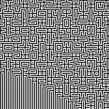 Fraktal siyah çizgi kesişen soyut labirent labirent