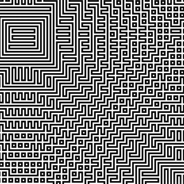 Fraktal siyah çizgi kesişen soyut labirent labirent