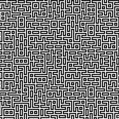 Fraktal siyah çizgi kesişen soyut labirent labirent