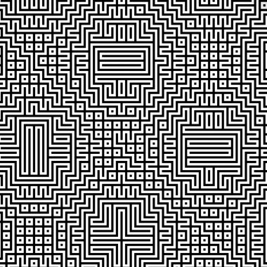 Fraktal siyah çizgi kesişen soyut labirent labirent