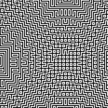 Fraktal siyah çizgi kesişen soyut labirent labirent