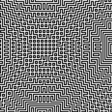 Fraktal siyah çizgi kesişen soyut labirent labirent