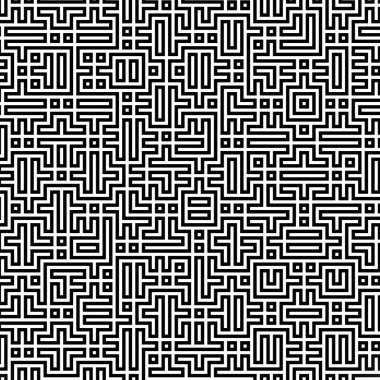 Fraktal siyah çizgi kesişen soyut labirent labirent