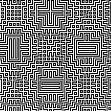 Fraktal siyah çizgi kesişen soyut labirent labirent