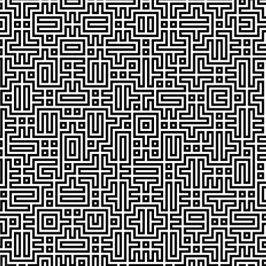 Fraktal siyah çizgi kesişen soyut labirent labirent