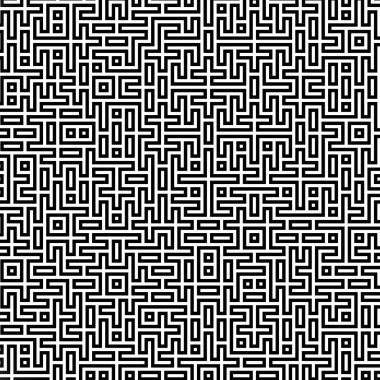 Fraktal siyah çizgi kesişen soyut labirent labirent