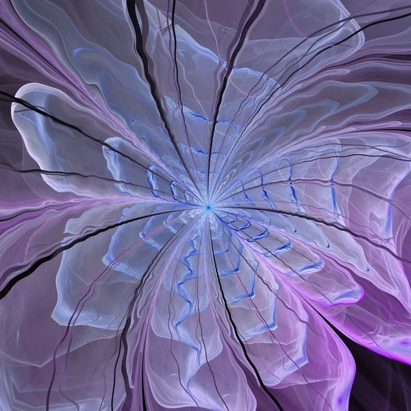 Symetrické fialový fraktální květina, digitální kresba — Stock fotografie
