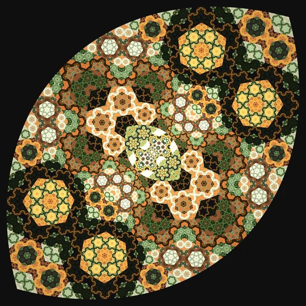 Mosaïque fractale hexagonale colorée symétrique abstraite — Photo