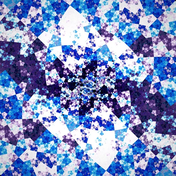 Mosaïque fractale hexagonale bleue symétrique abstraite — Photo