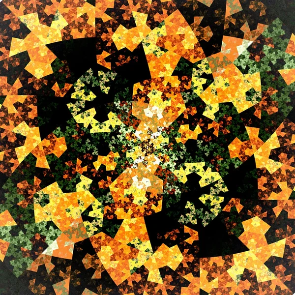 Abstracte symmetrische oranje zeshoek fractal mozaïek — Stockfoto