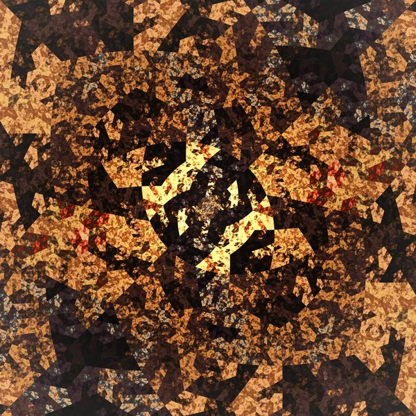 Abstraktes symmetrisches orangefarbenes Sechseck-fraktales Mosaik — Stockfoto